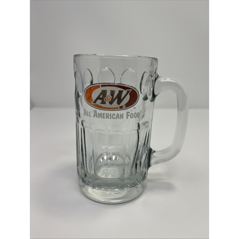 Vintage A&W Root Beer Mug All American Food  6" Tall Heavy Thick‎ Glass